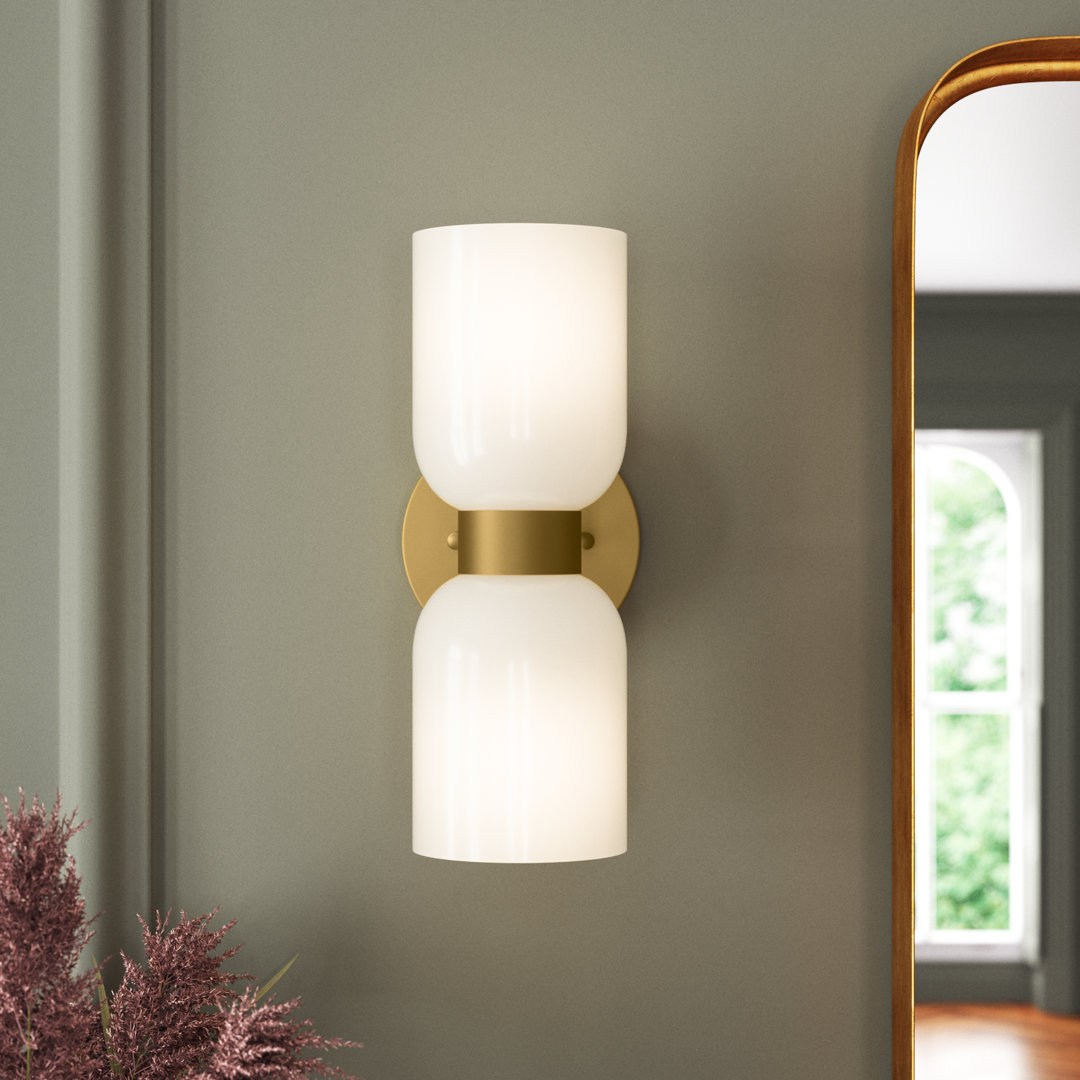 Eugenie 2-Light Steel Dimmable Gold Armed Sconce